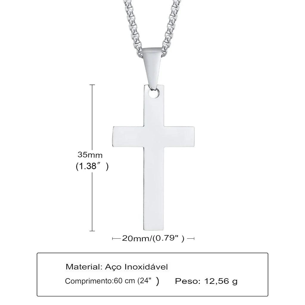 Cordão de Aço Inoxidável com Pingente de Cruz