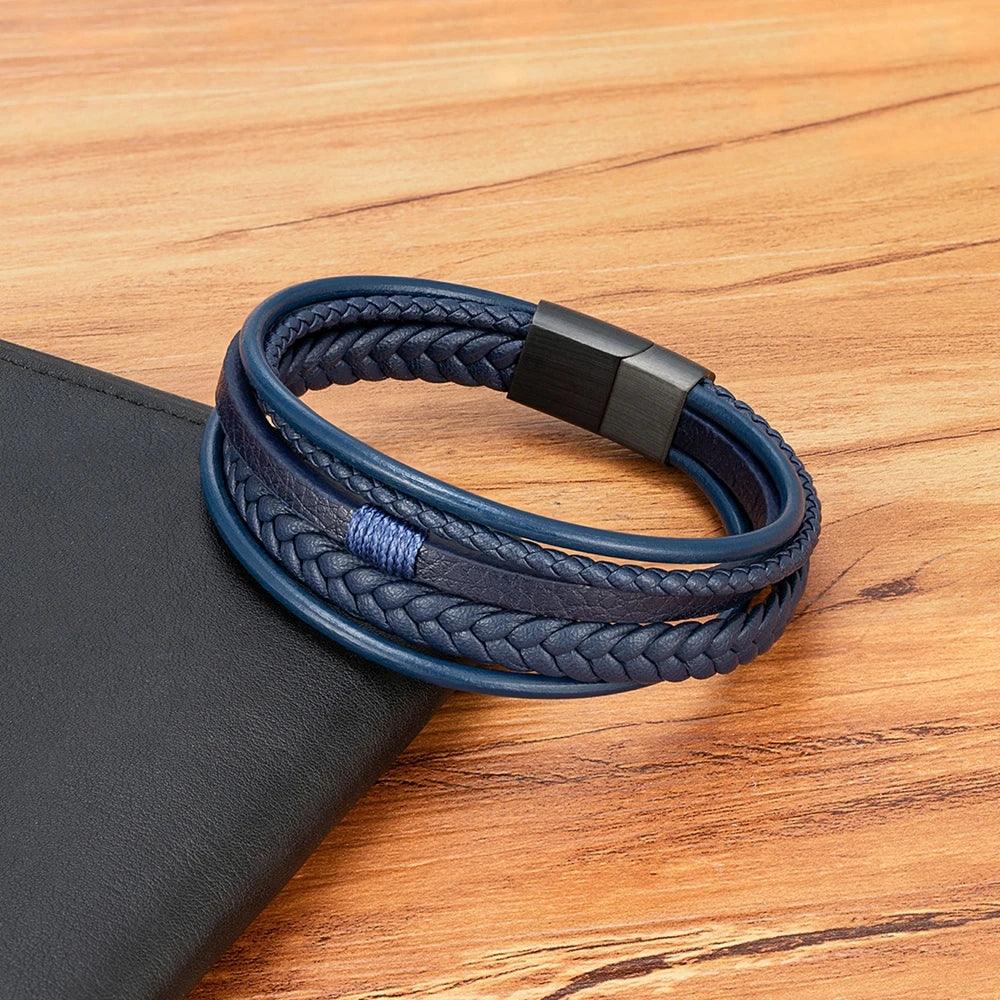 Pulseira de Couro Trançado Premium